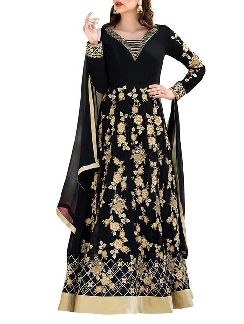black flared suit semi-stitched suit - 14476575 - Very Small Image - 1