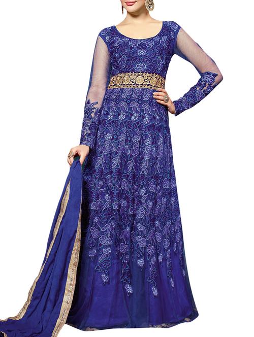 blue flared suit semi-stitched suit - 14476577 - Very Small Image - 1