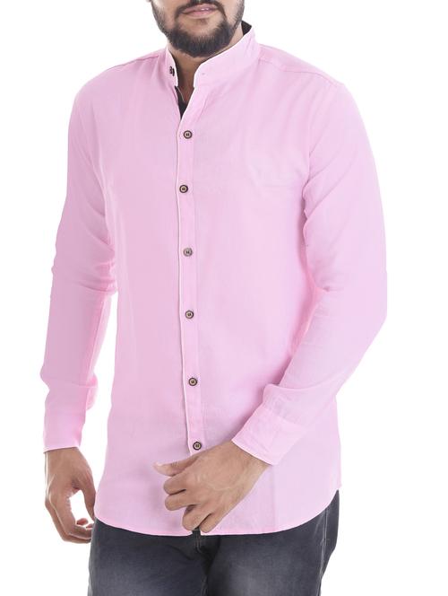 pink cotton blend casual shirt - 14476584 - Very Small Image - 1