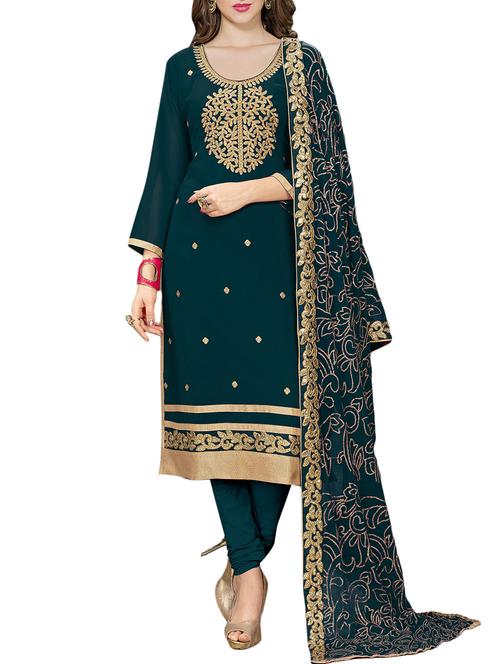 green churidaar suit dress material - 14476618 - Very Small Image - 1