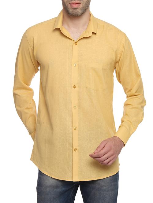 yellow cotton blend casual shirt - 14476653 - Standard Image - 1