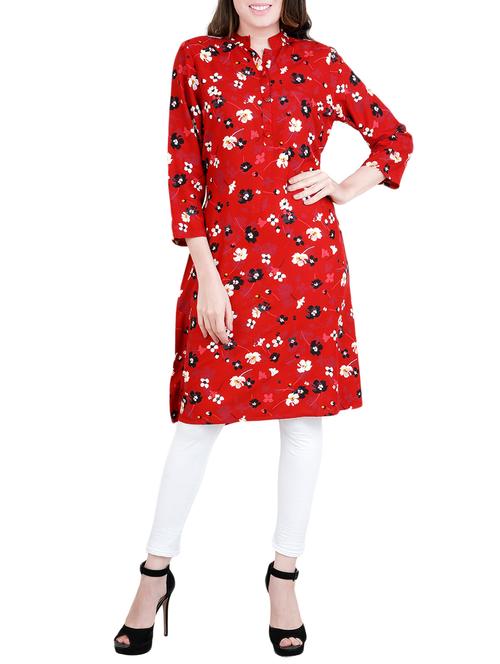 red rayon belted dress - 14477568 - Very Small Image - 1