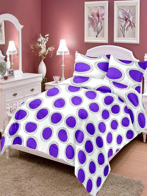 Geometric Print Cotton Double Bed Sheet With 2 Pillow Covers - 14477715 - Very Small Image - 1