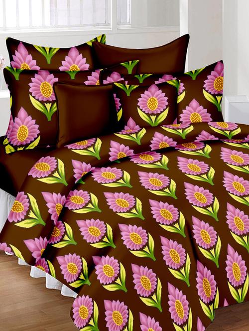 Floral Cotton Double Bed Sheet With 2 Pillow Covers - 14477720 - Very Small Image - 1