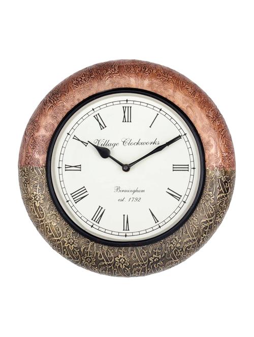 Traditional Wall clock with Brass and Copper Combination 8" Dial - 14478026 - Very Small Image - 1