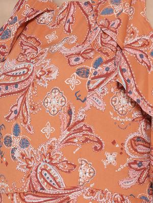 orange printed a-line dress - 14478378 - Standard Image - 5