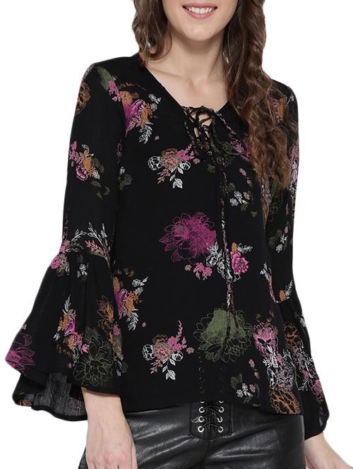 Black floral top - 14478394 - Very Small Image - 1