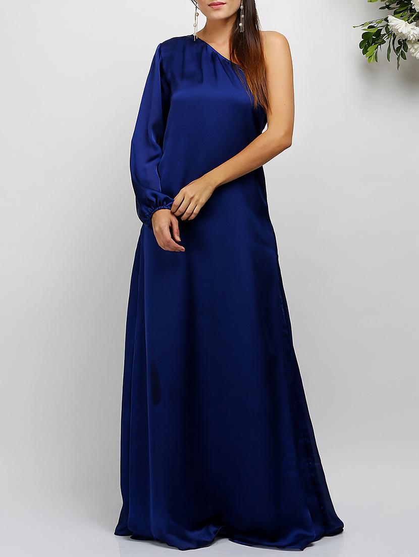 single shoulder prussian blue gown - 14478493 - Zoom Image - 1