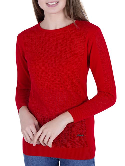 Red solid pullover - 14478692 - Standard Image - 1