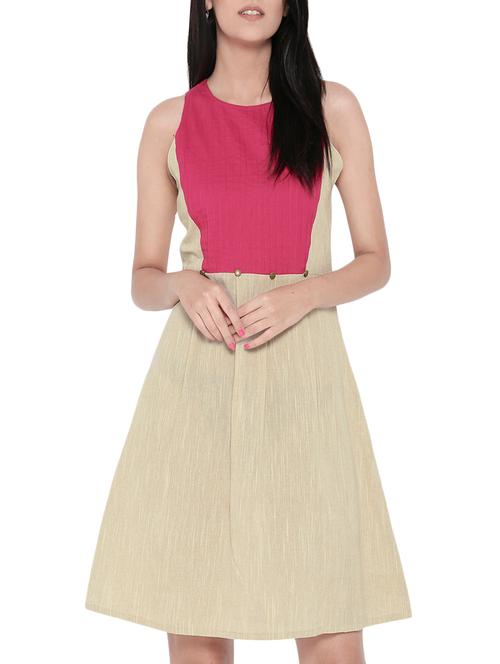 Beige fit and flare dress - 14479161 - Very Small Image - 1