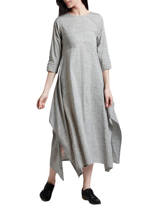 Grey cotton asymmetrical dress - 14479177 - Very Small Image - 1