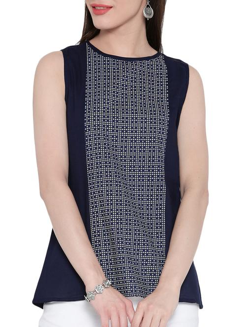 navy blue cotton straight top - 14479207 - Very Small Image - 1