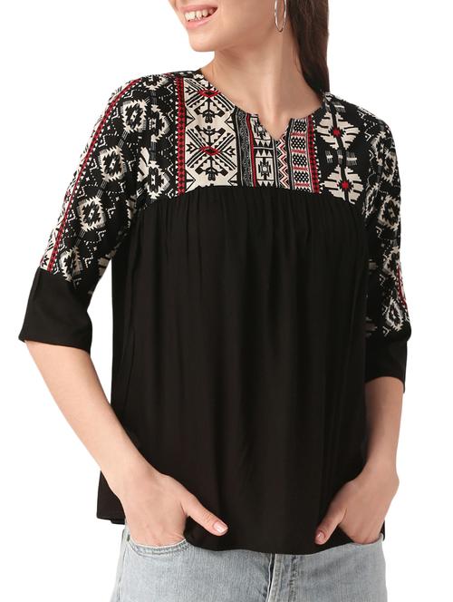Black printed top - 14479208 - Very Small Image - 1
