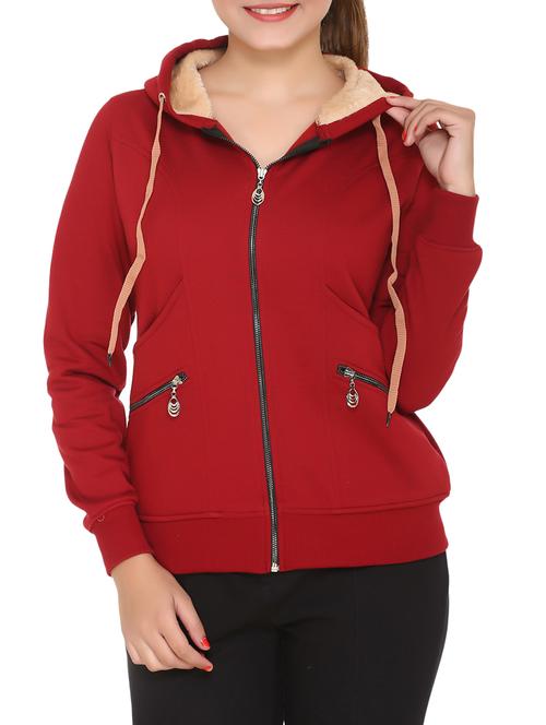 maroon cotton hooded sweatshirt - 14479224 - Very Small Image - 1