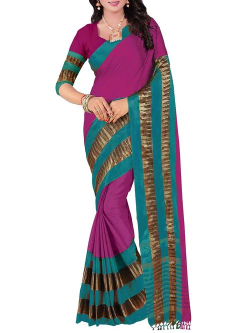 purple bordered saree with blouse - 14479372 - Very Small Image - 1