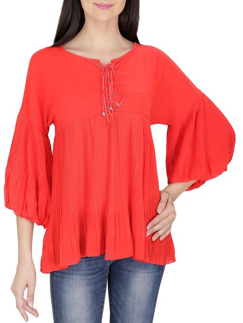 red georgette top - 14479431 - Standard Image - 1