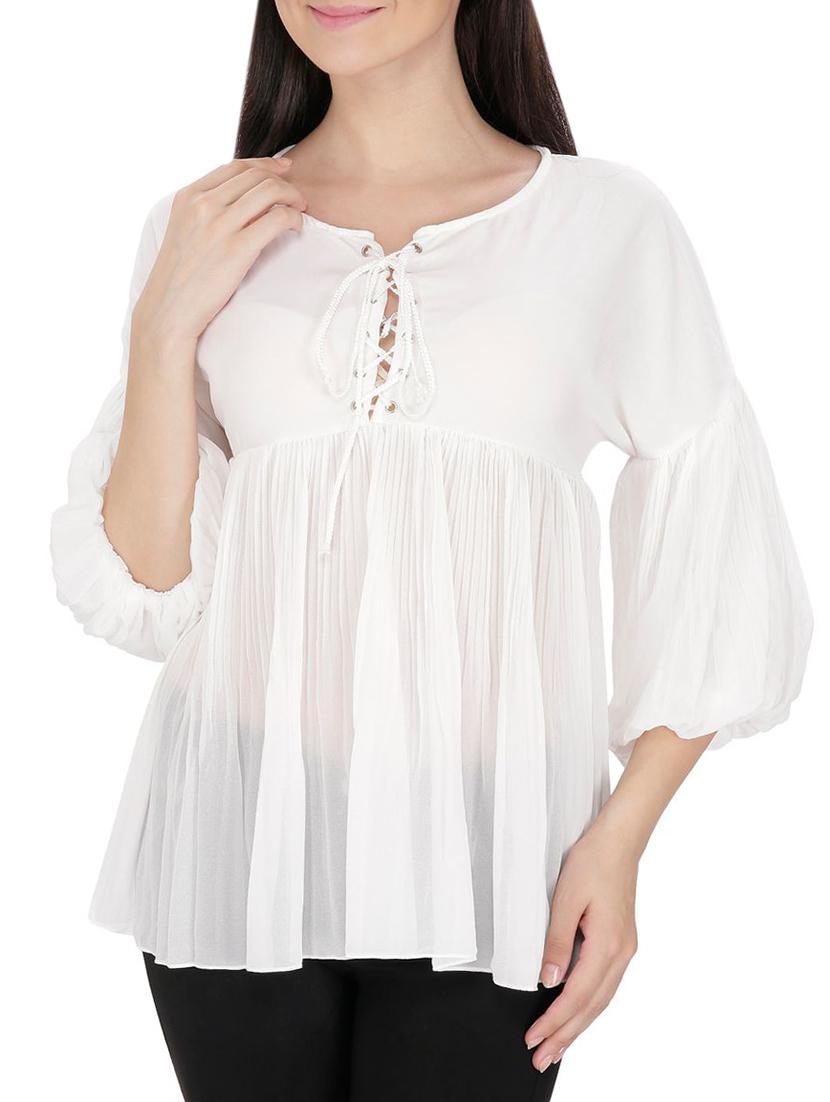 white georgette top - 14479433 - Zoom Image - 1
