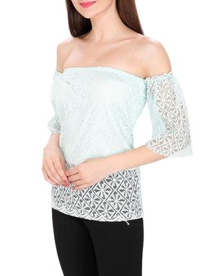 light blue off shoulder top - 14479521 - Standard Image - 2