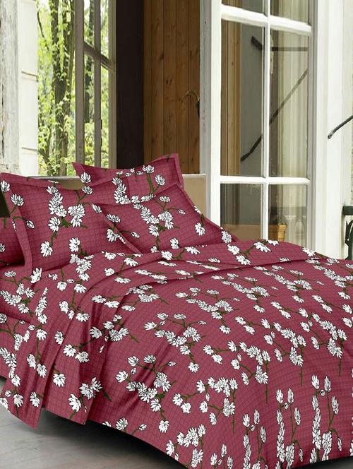 Pure Cotton Double Bed Sheet With 2 Pillow Covers - 14479610 - Very Small Image - 1