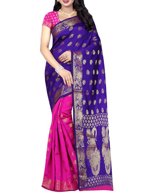 purple silk banarasi saree with blouse - 14479793 - Very Small Image - 1