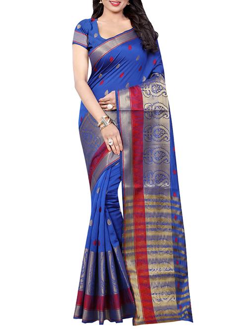 blue woven saree - 14479809 - Very Small Image - 1