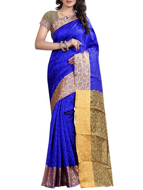 blue woven saree - 14479811 - Very Small Image - 1