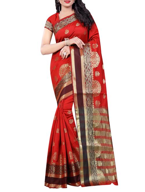 red woven saree - 14479816 - Very Small Image - 1