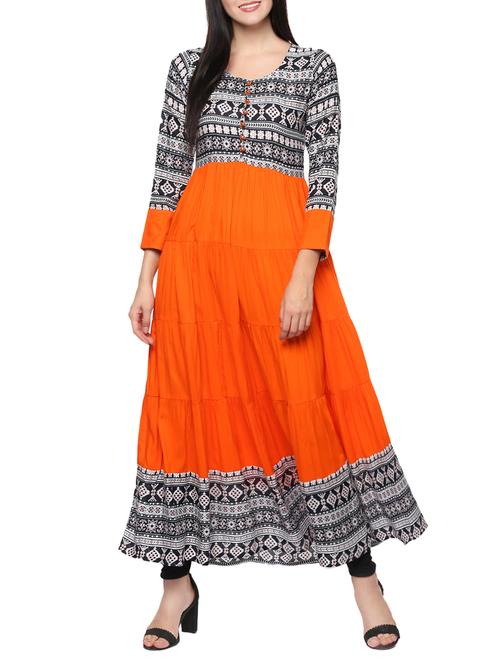 Printed tiered kurta - 14479824 - Very Small Image - 1