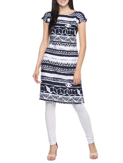 Blue crepe straight kurta - 14479835 - Very Small Image - 1