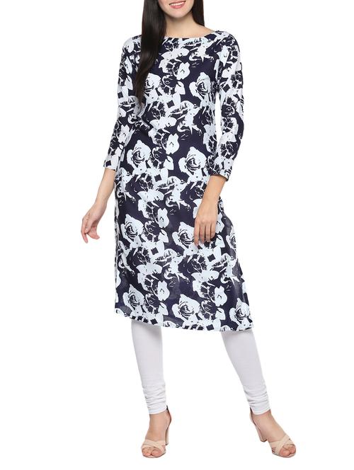 blue viscose straight kurta - 14479849 - Standard Image - 1