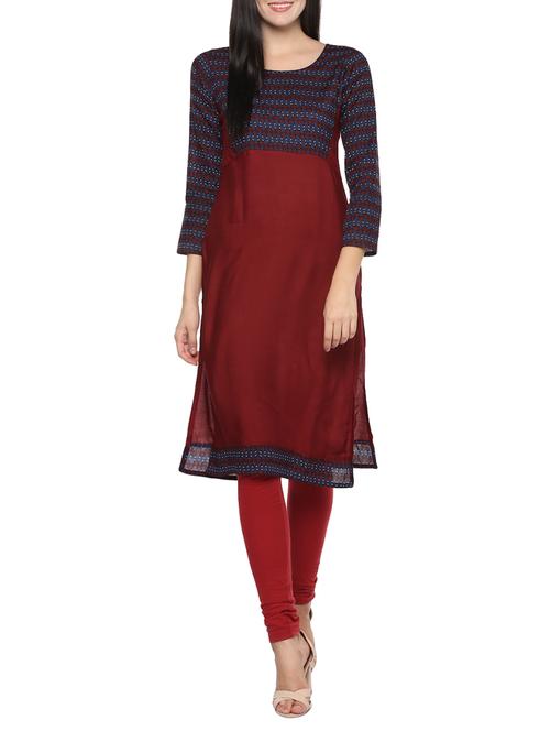Printed yoke straight kurta - 14479850 - Standard Image - 1