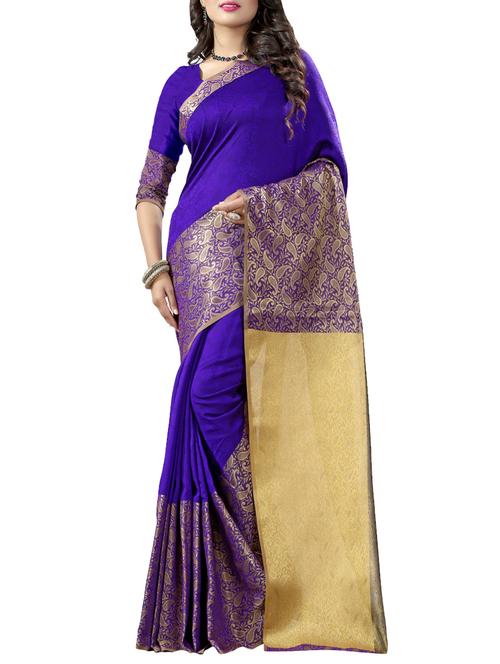 blue woven saree - 14480323 - Very Small Image - 1