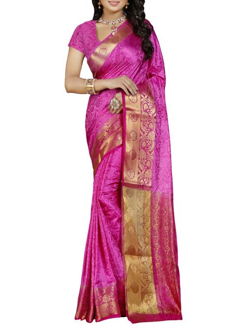 pink woven saree - 14480329 - Very Small Image - 1