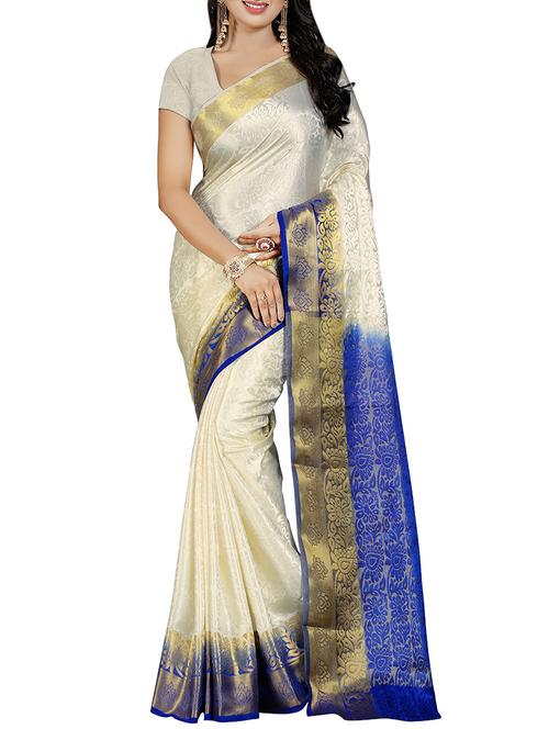 cream woven saree - 14480335 - Very Small Image - 1