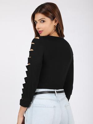 ladder ribbed long sleeved top - 14480403 - Standard Image - 3