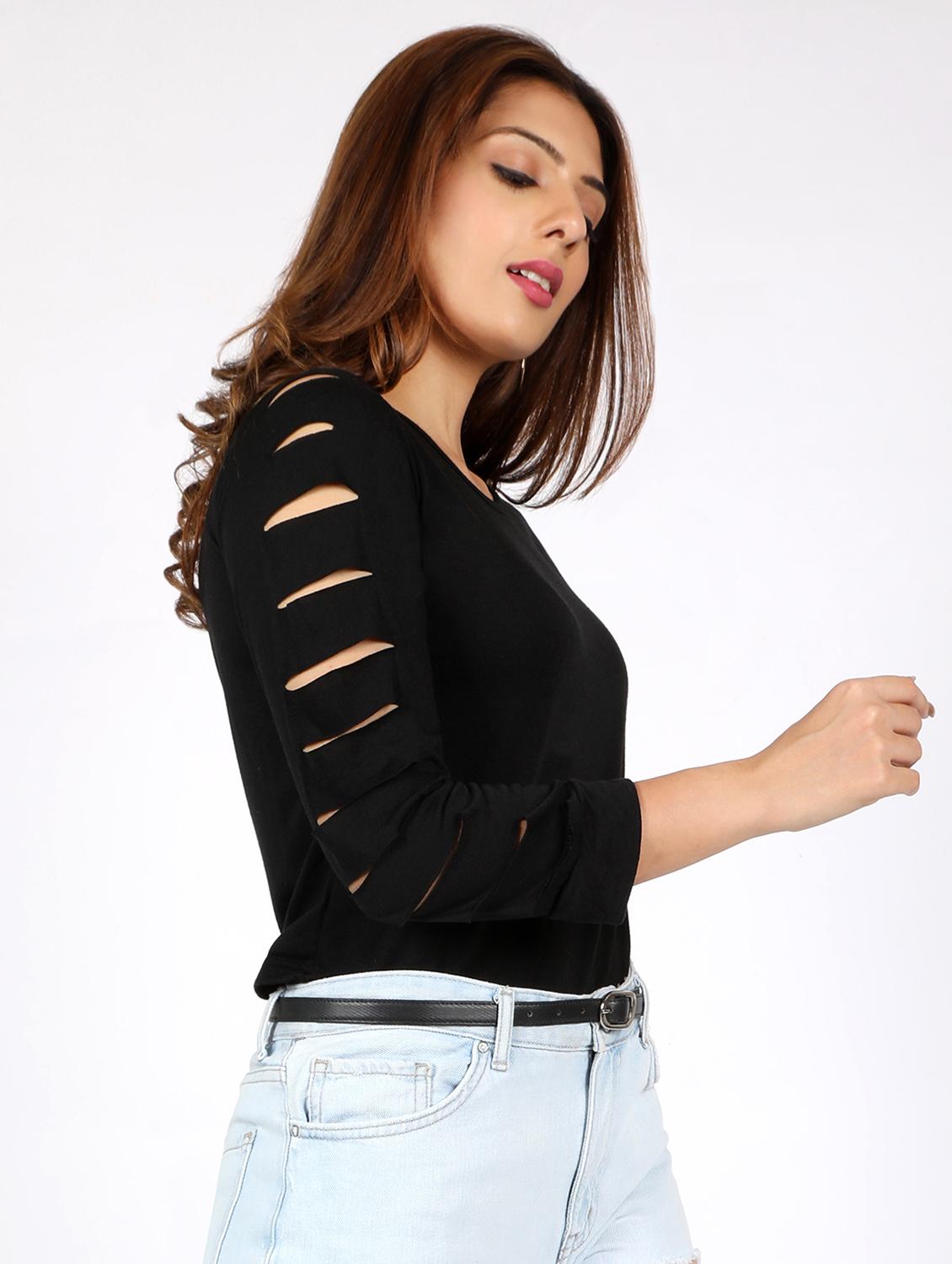 ladder ribbed long sleeved top - 14480403 - Zoom Image - 2