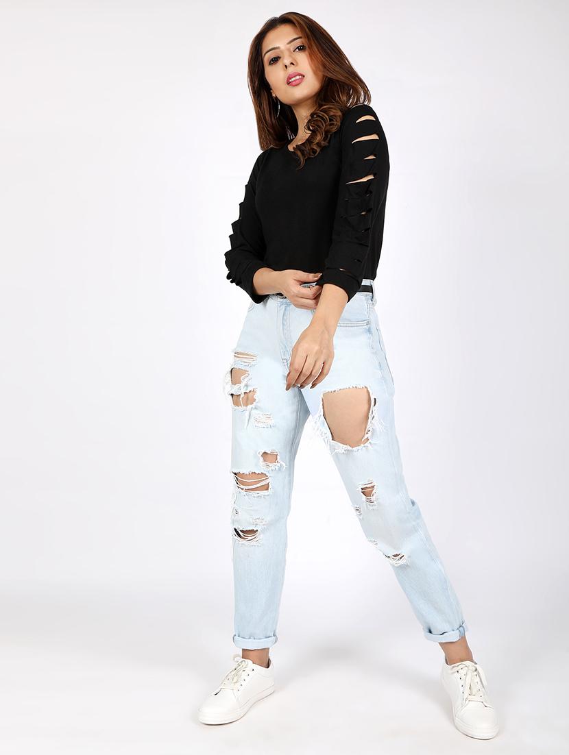ladder ribbed long sleeved top - 14480403 - Zoom Image - 4