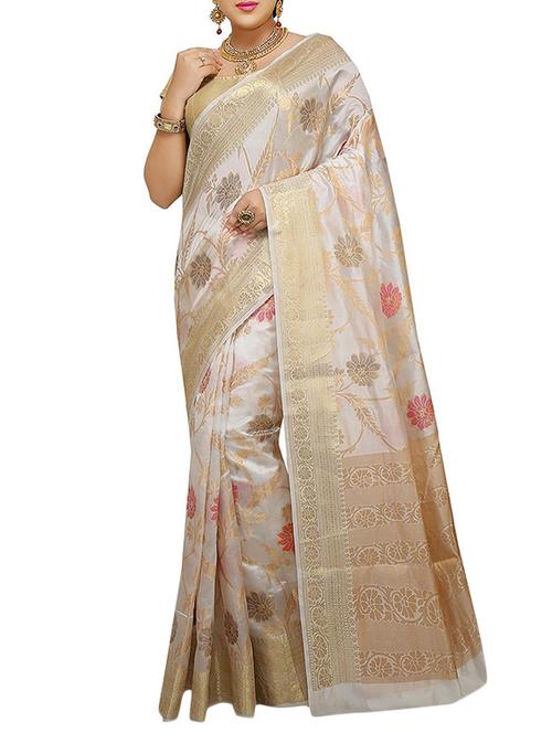 beige Banarasi Pure Silk dupion Saree with Blouse - 14480409 - Very Small Image - 1