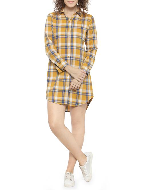 yellow checkered shirt dress - 14480558 - Very Small Image - 1