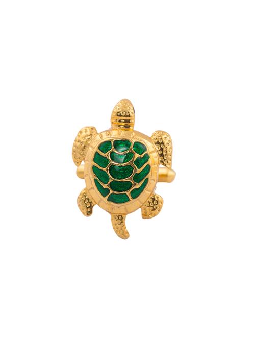 24k gold plated with green meena silver cufflink - 14480694 - Standard Image - 1