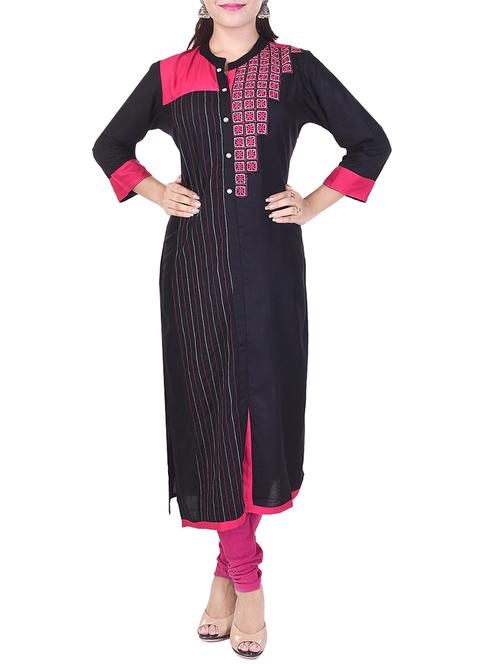 Blue rayon straight kurta - 14480712 - Very Small Image - 1