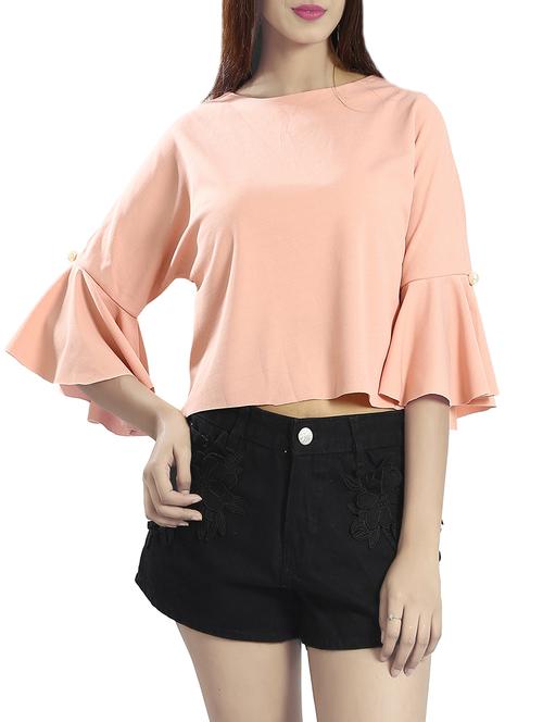 pink poly viscose crop top - 14481293 - Standard Image - 1
