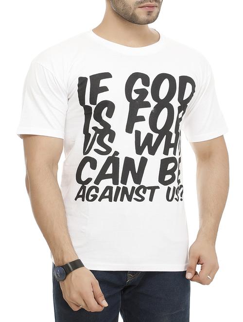 white cotton front print t-shirt - 14481367 - Standard Image - 1