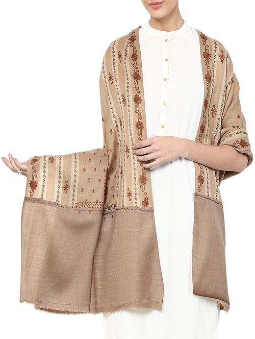 beige woolen pashmina shawl - 14481514 - Standard Image - 1