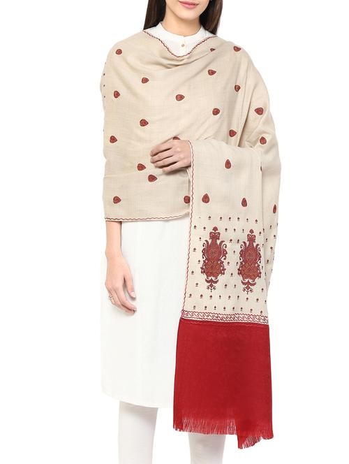 beige colored woolen shawl - 14481550 - Standard Image - 1