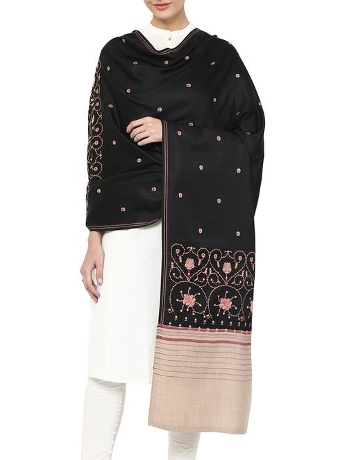 black woolen pashmina shawl - 14481569 - Standard Image - 1