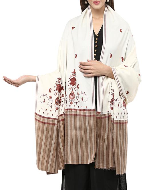white woolen pashmina shawl - 14481576 - Standard Image - 1