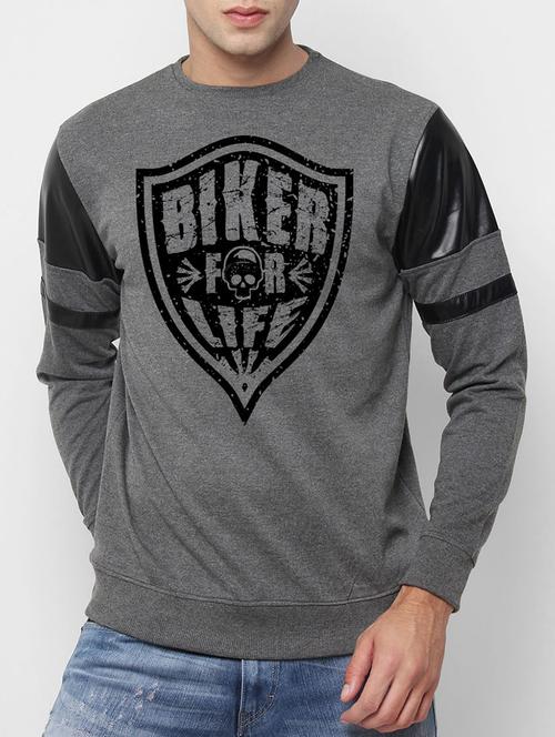 grey cotton chest print sweatshirt - 14481658 - Standard Image - 1