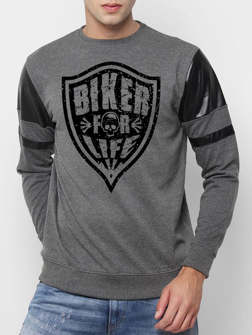 grey cotton chest print sweatshirt - 14481658 - Zoom Image - 1