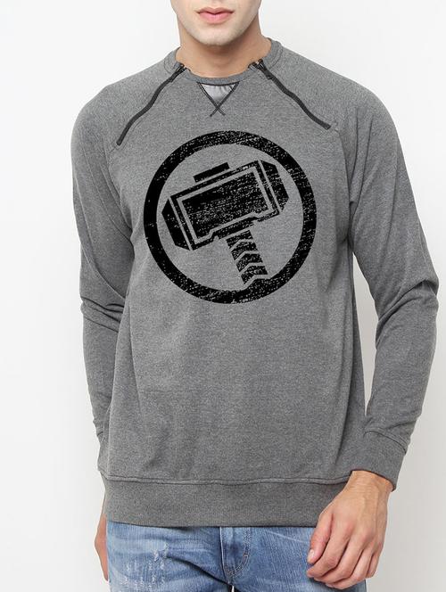 grey cotton chest print sweatshirt - 14481659 - Standard Image - 1